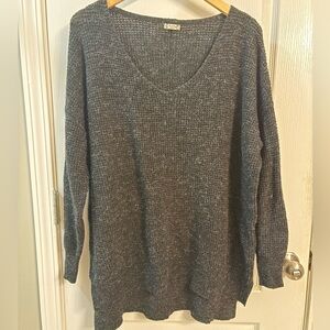 Cozy V-Neck Sweater in Charcoal Gray